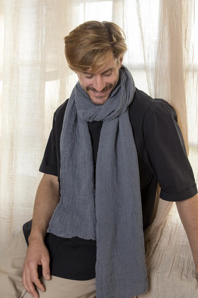 blue tea hemp scarf
