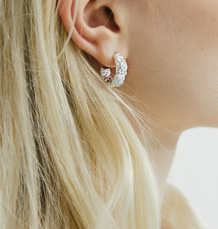 WOS UP  DONNA CLEAR EARRINGS SILVER  - 2