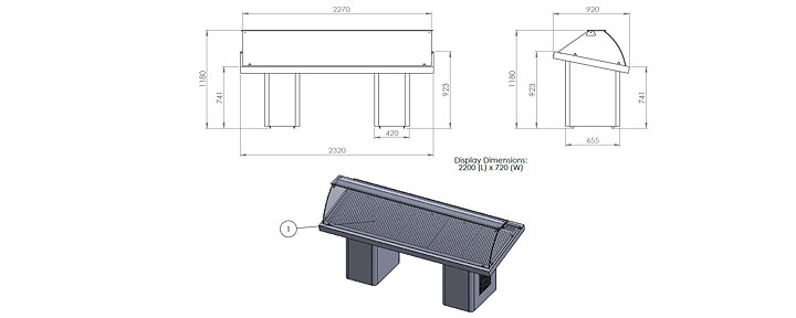 Kyldisk fisk 232 cm, statisk kylning