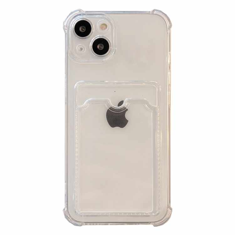 iPhone 13 Mini - Transparent Card Holder + Full Coverage Tempered Protective Glass