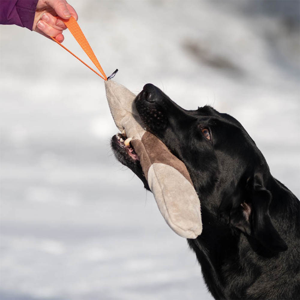 Dog toy made of leftover som leather SportsK9 mighty tug