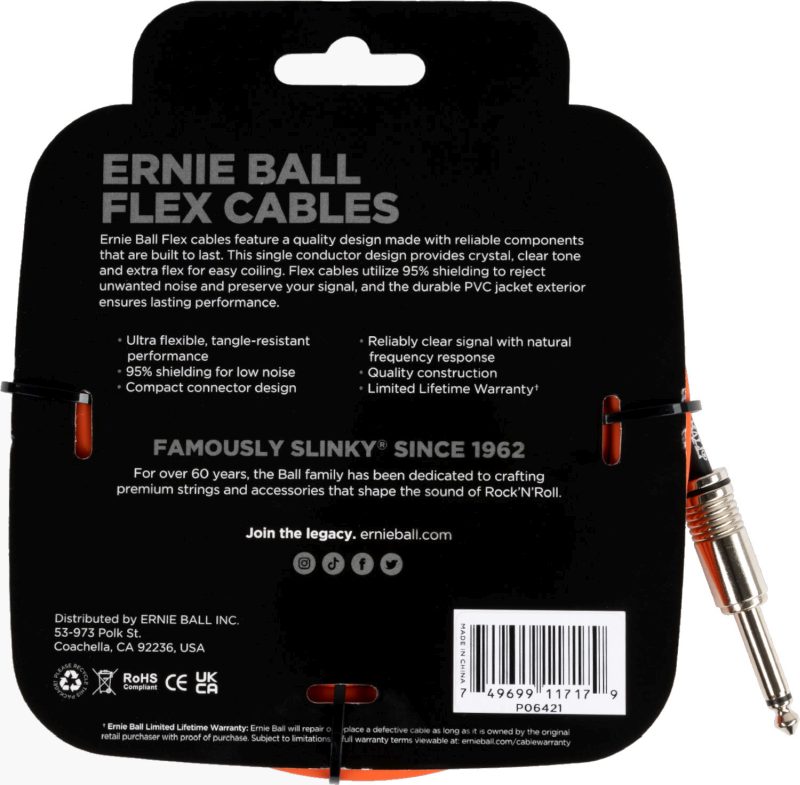 Ernie Ball 6421 instrumentkabel 6m - Orange - 2
