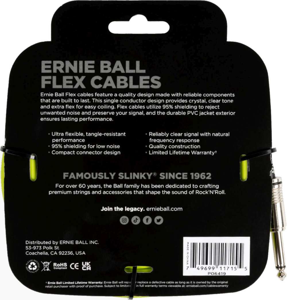 Ernie Ball 6419 instrumentkabel 6m - Grön - 2