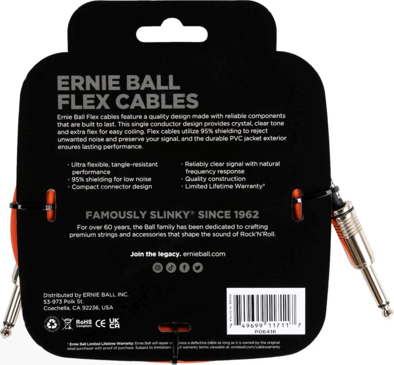 Ernie Ball 6416 instrumentkabel 3m - Orange - 2