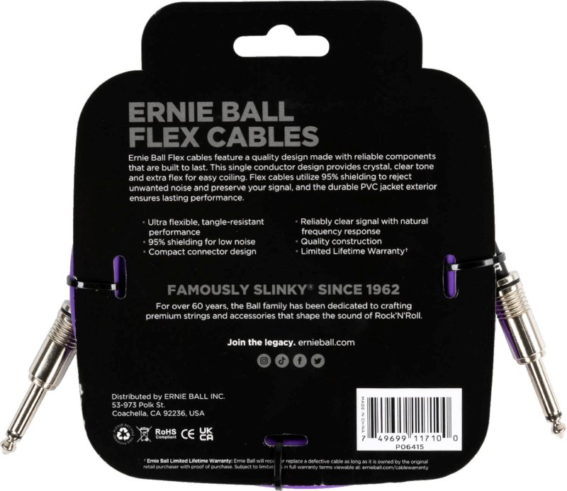 Ernie Ball 6415 instrument cable 3M - Purple - 2