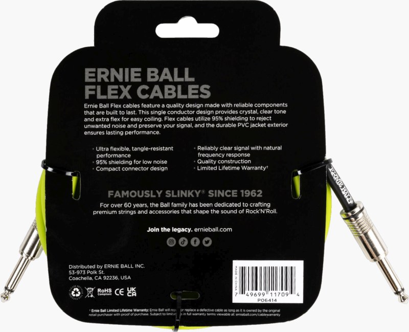 Ernie Ball 6414 Instrumentkabel 3m - Grön - 2