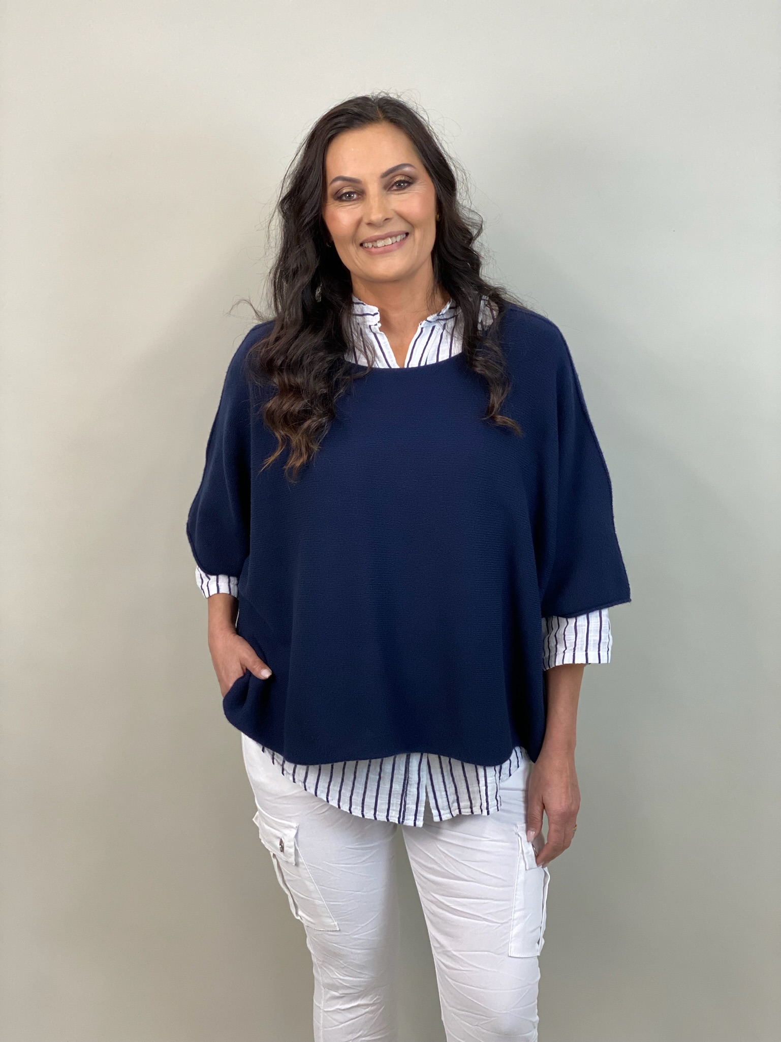 Ponchotröja Nessa - Marin