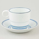 Stig Lindberg (Dart 1977) Coffee Cup with Blue Linear Decor 10 cm  [Sample Images]