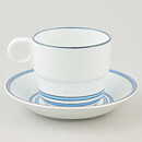 Stig Lindberg (Dart 1977) Coffee Cup with Blue Linear Decor 10 cm  [Sample Images]