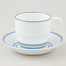 Stig Lindberg (Dart 1977) Coffee Cup with Blue Linear Decor 10 cm  [Sample Images]