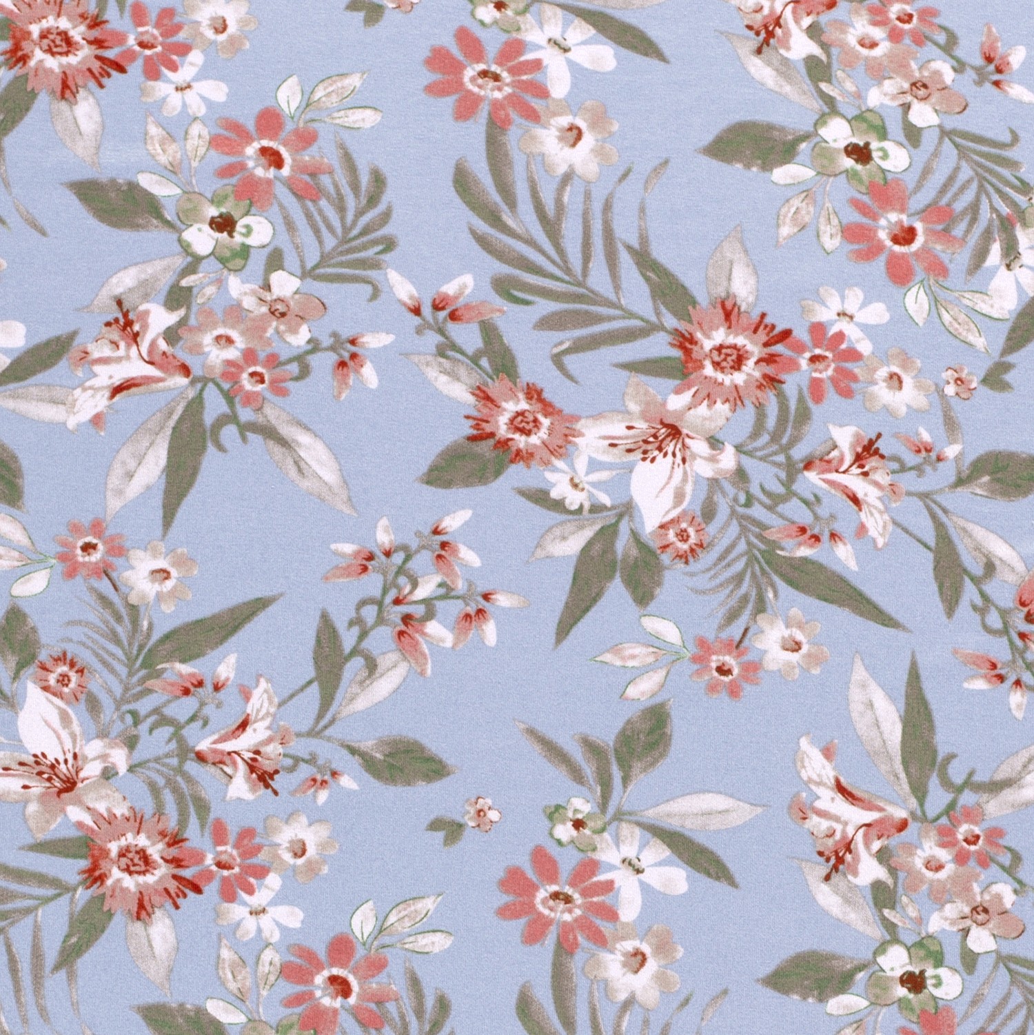 VISCOSE JERSEY - FLORALS LIGHT BLUE