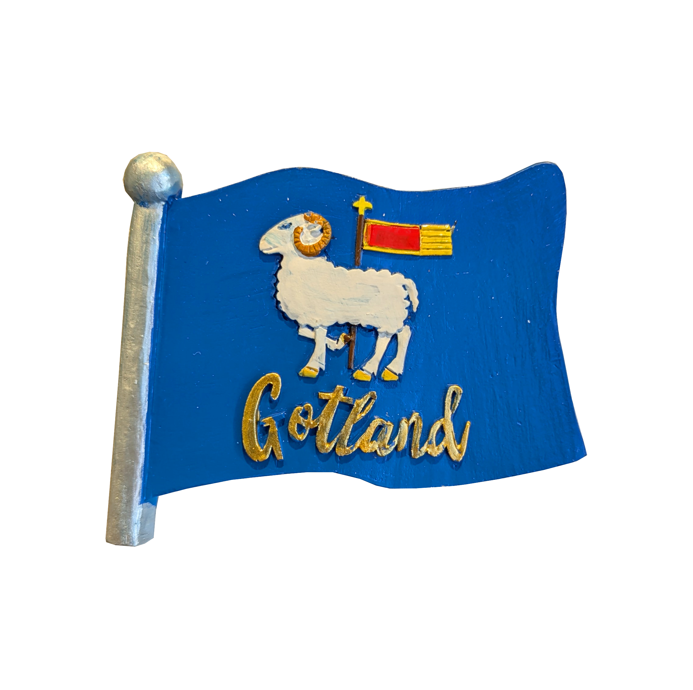 Magnet Gotlandsflagga på stång 12/fp