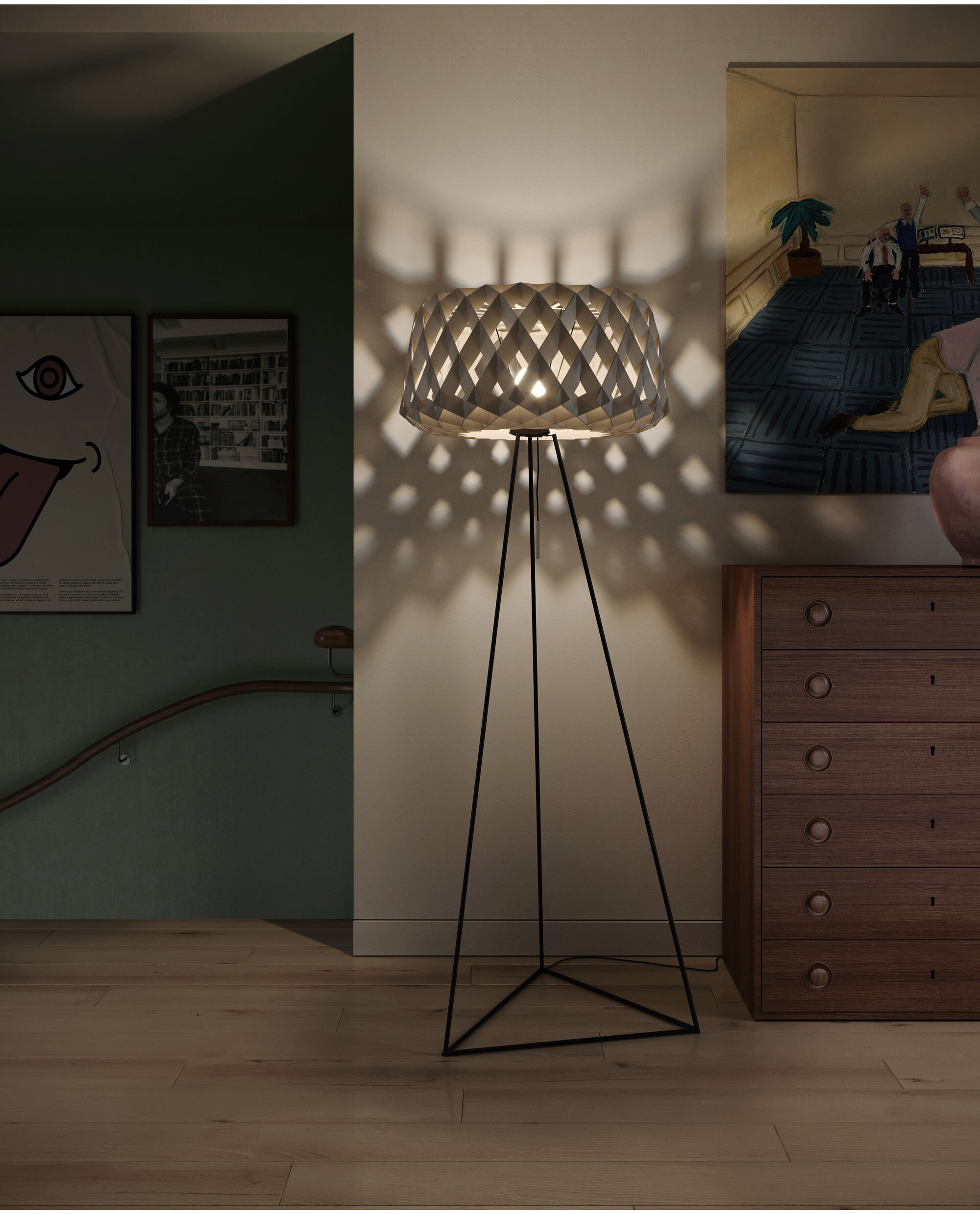 Pilke golv lampa - björk, vit, svart - 7