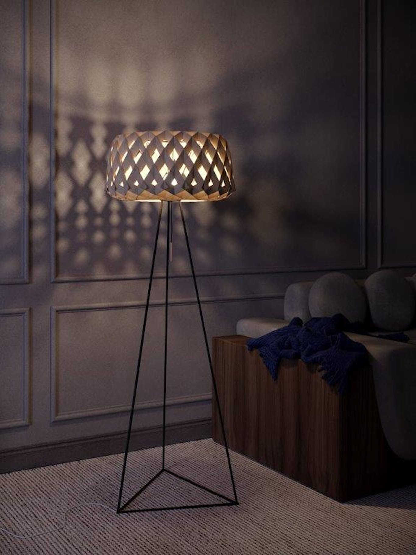 Pilke golv lampa - björk, vit, svart - 5