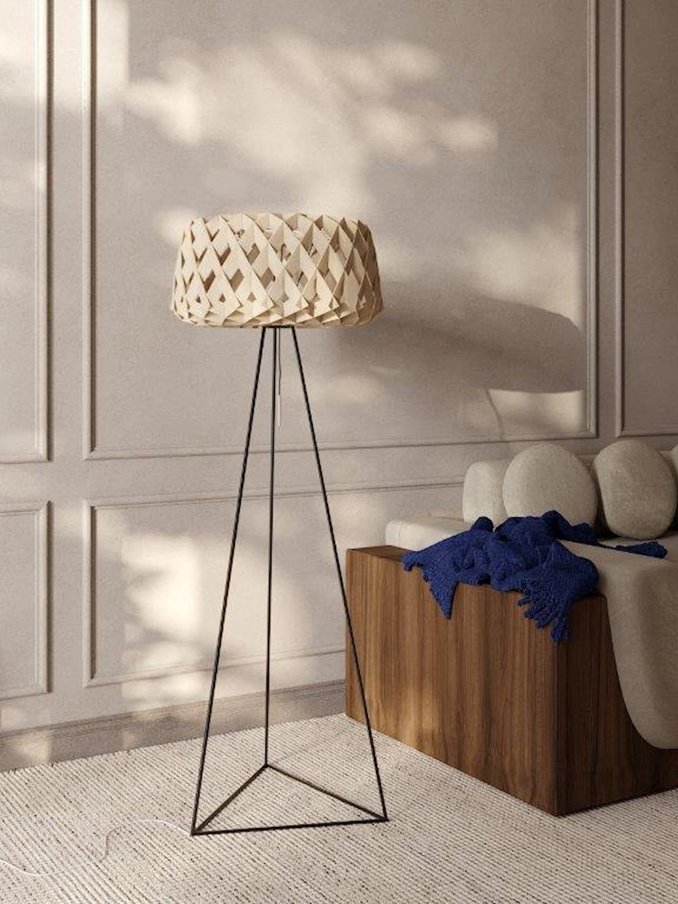 Pilke golv lampa - björk, vit, svart
