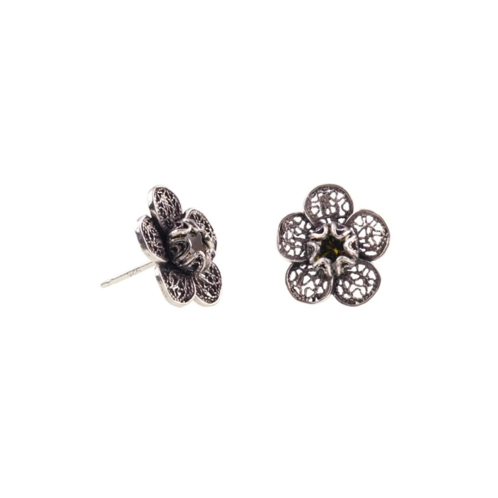 Yvone Christa Flower Stud green cz - 2