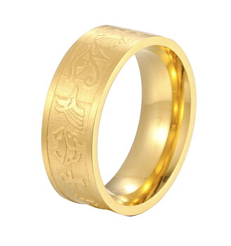 Egyptiska Hieroglyfer Ring  i Rostfritt Stål 