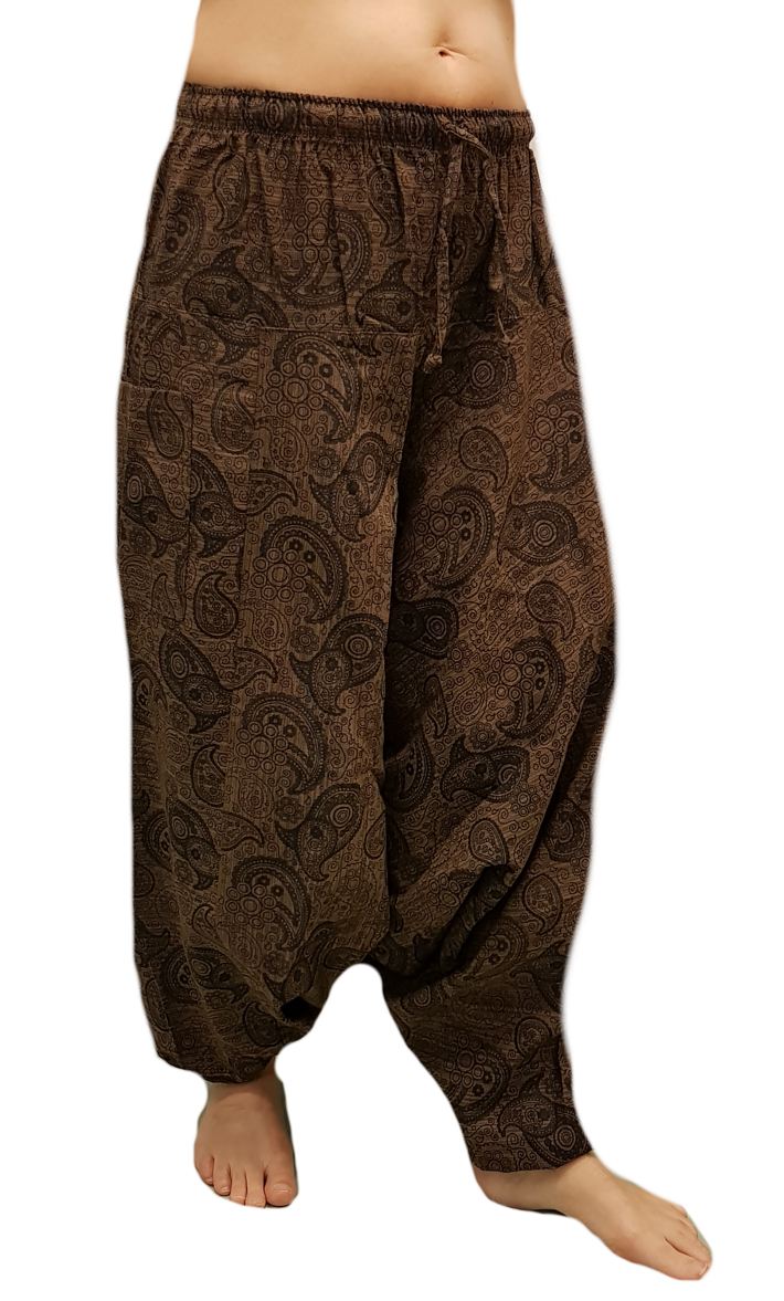  Haremsbyxor - Baggy - Paisley Mönster med Djupt Häng