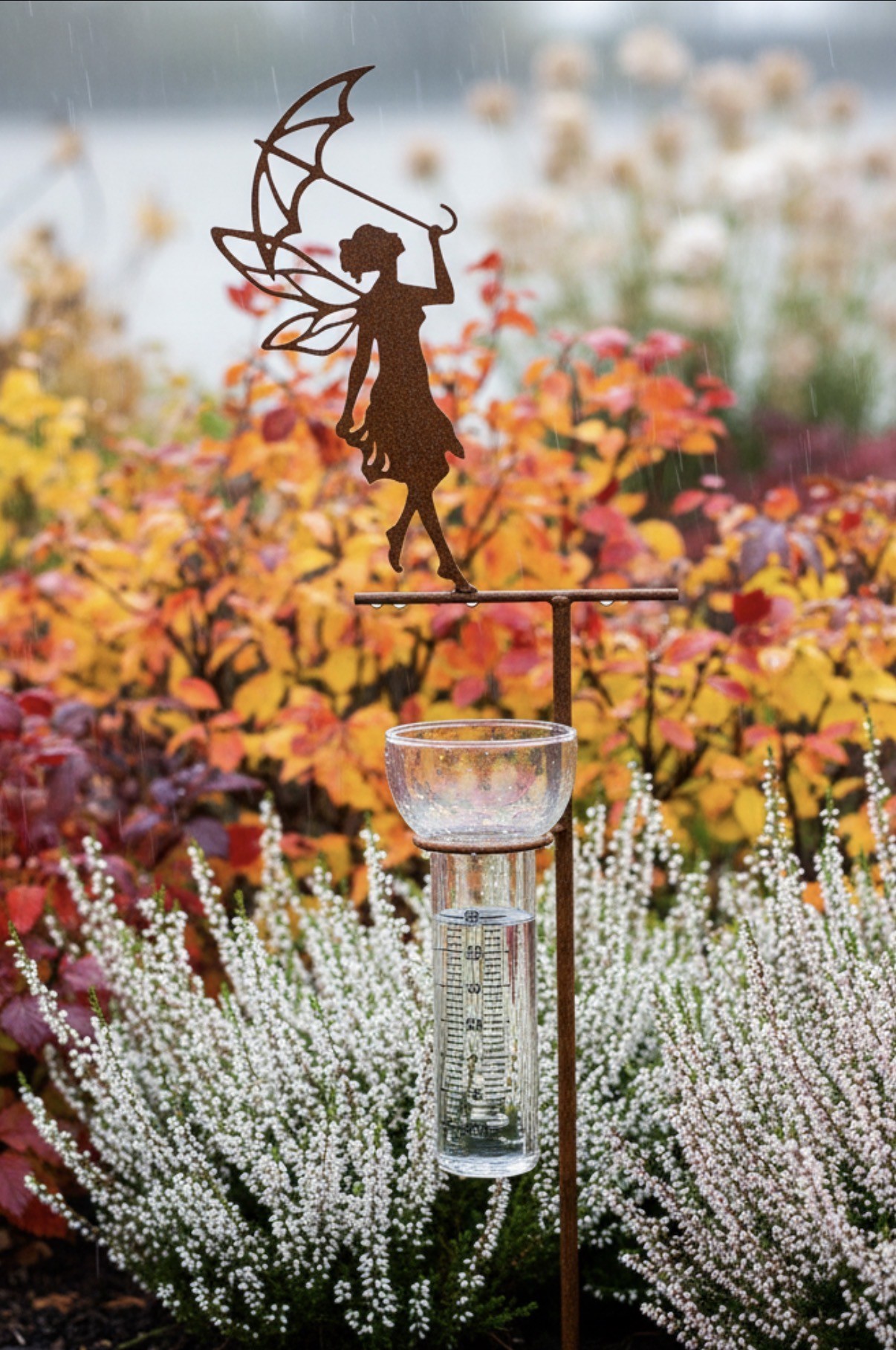 Rain gauge - Fairy with umbrella - Rust - 122x10 cm