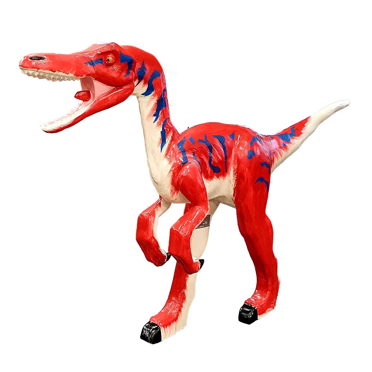 Träskulptur Velociraptor stående