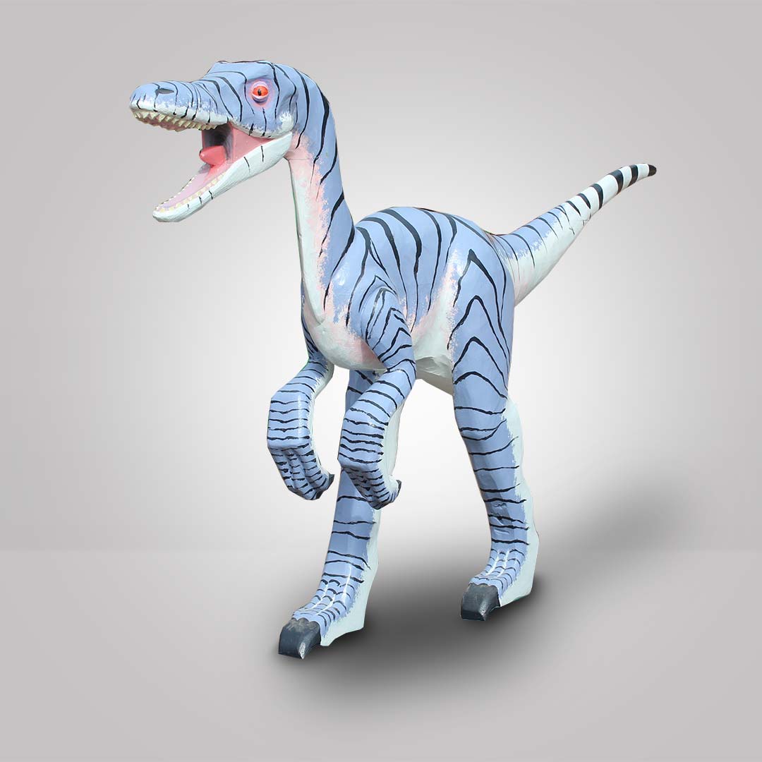 Treskulptur Velociraptor stående - 3