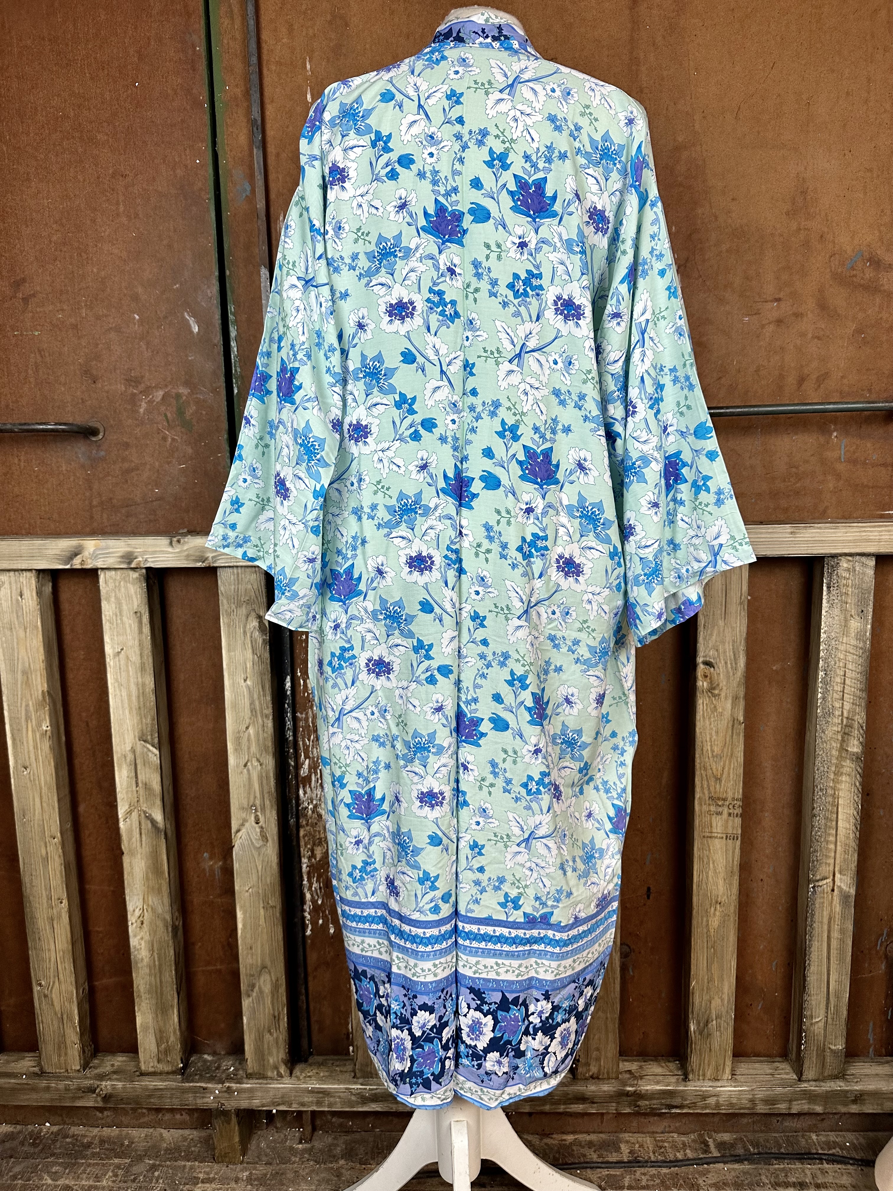 kimono turkos i lång modell  - 2