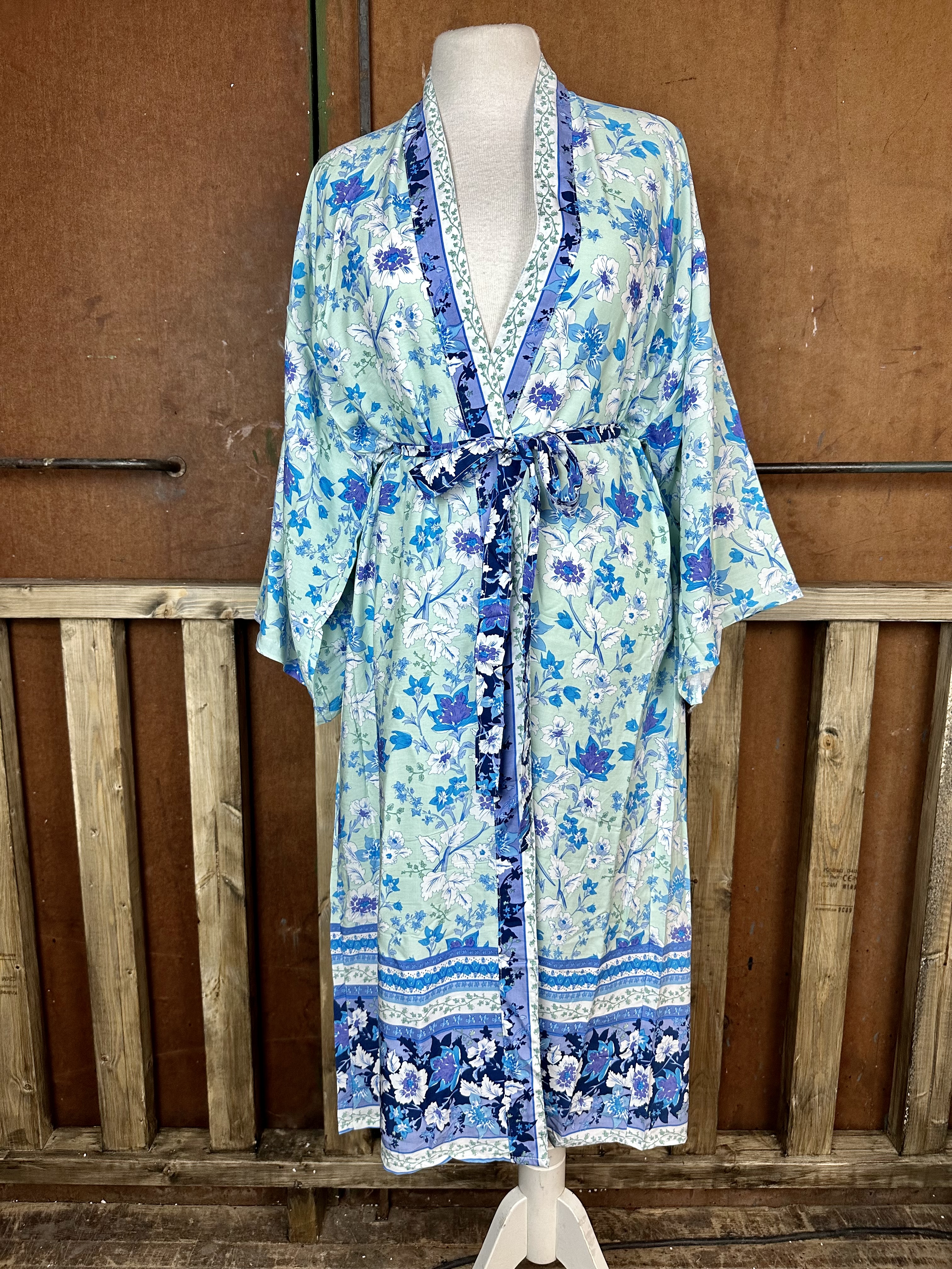kimono turkos i lång modell  - 4