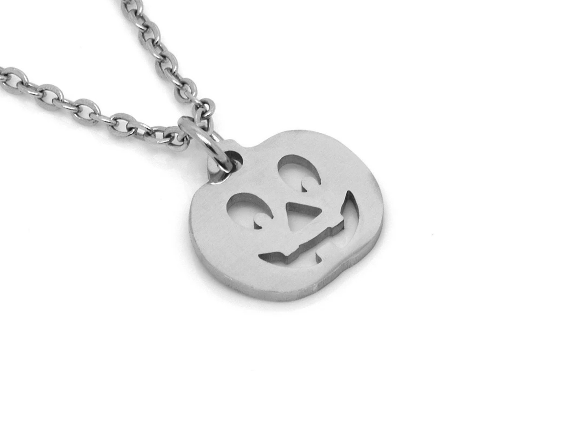 Pumpa Halsband i Rostfritt Stål, Pumpahuvud Hänge, Läskig Accessoar, Halloween Smycke