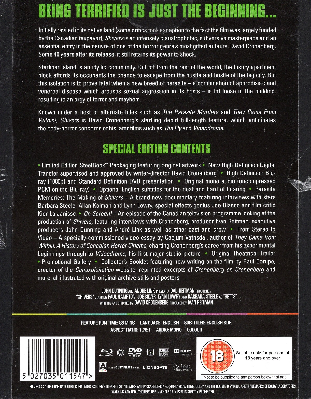 Shivers (Limited Edition) (Steelbook) (ej svensk text) (Blu-ray + DVD) - 2