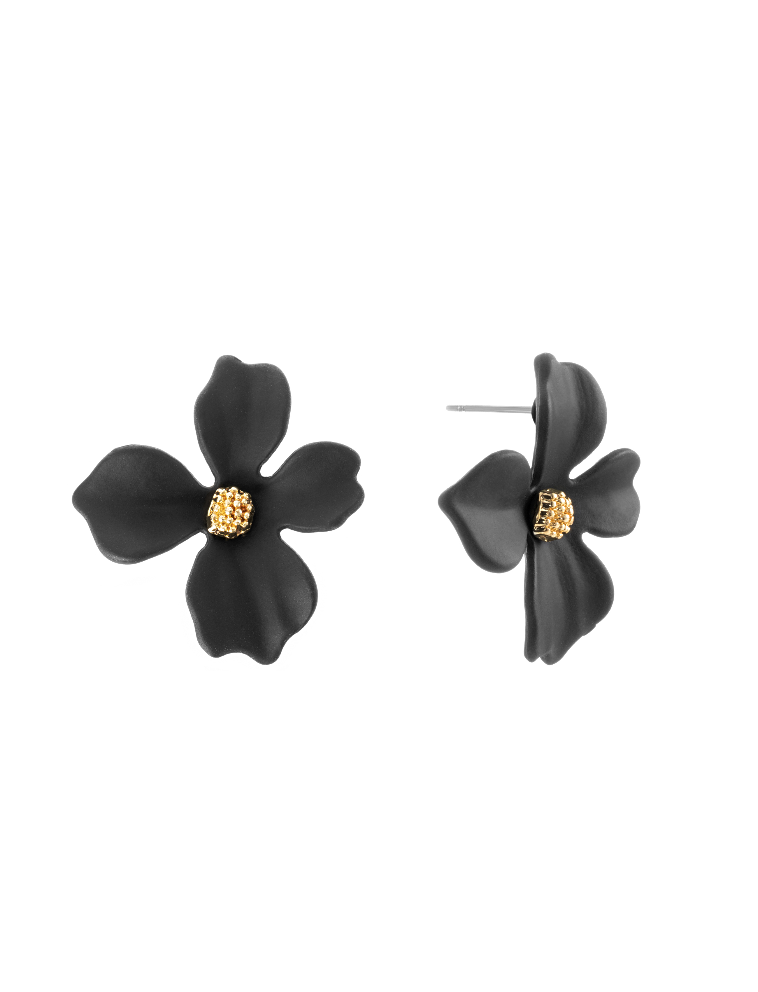 Lilly flower earring, black