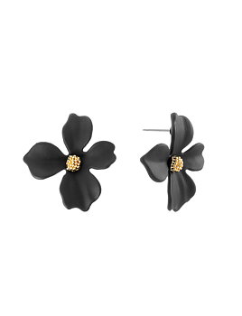 Lilly flower earring, black