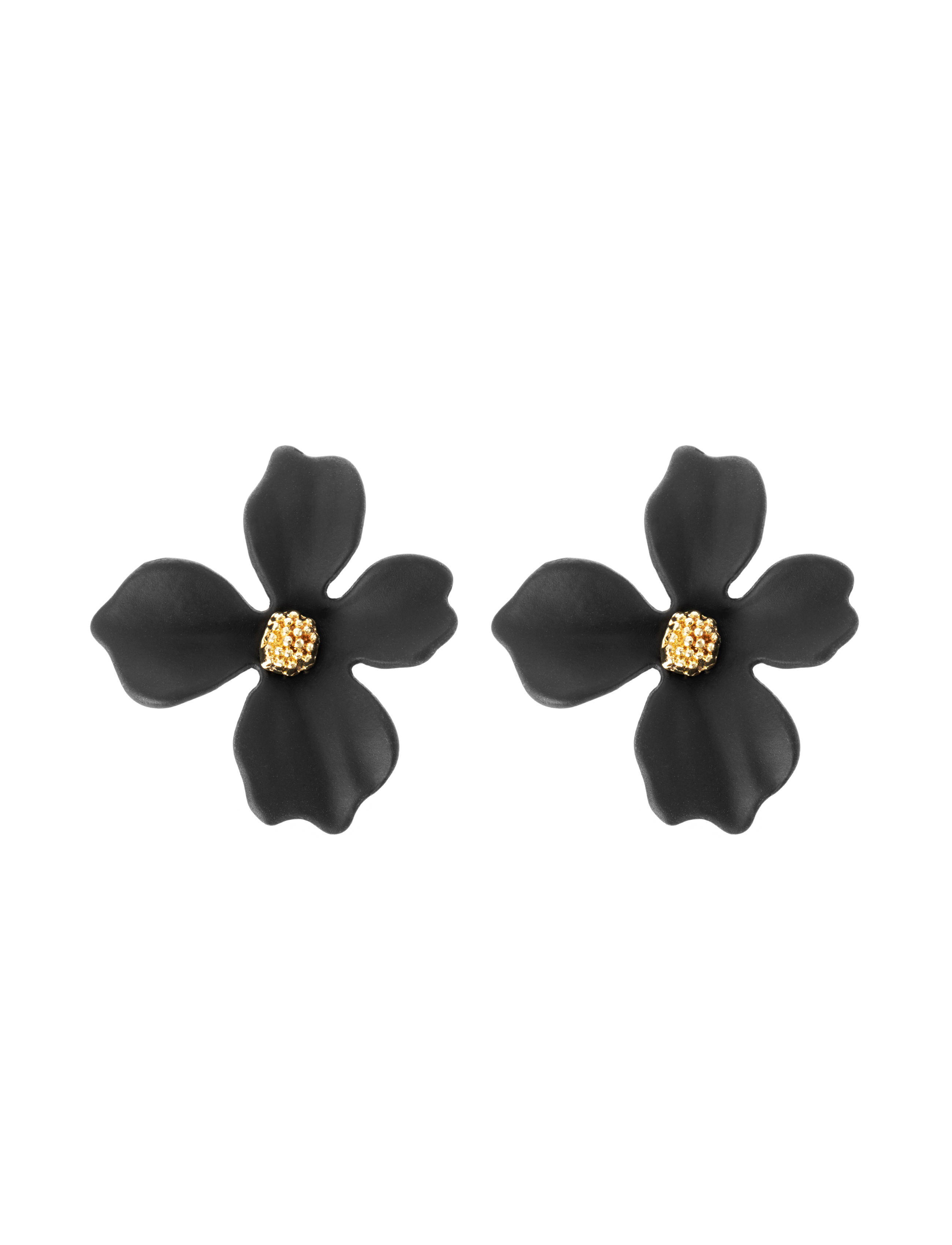 Lilly flower earring, black - 7