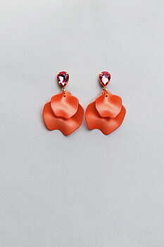 BOW19 Cz leaf earrings rusty orange