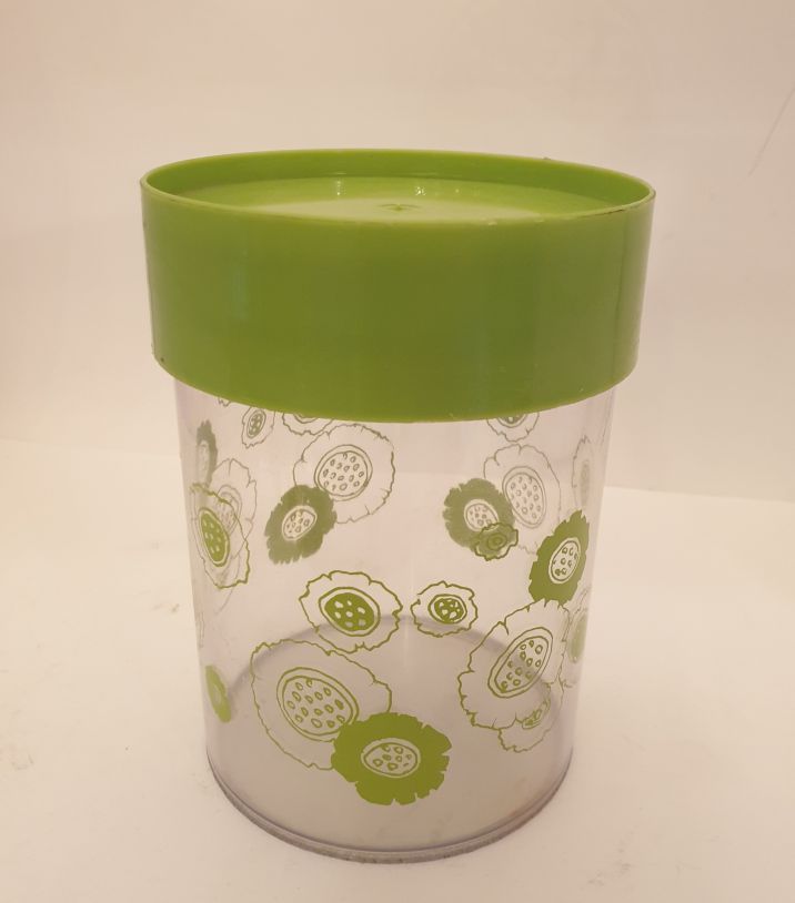 Flat jar with lime green lid 1970s