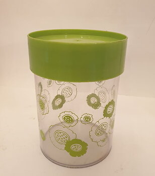 Flat jar with lime green lid 1970s