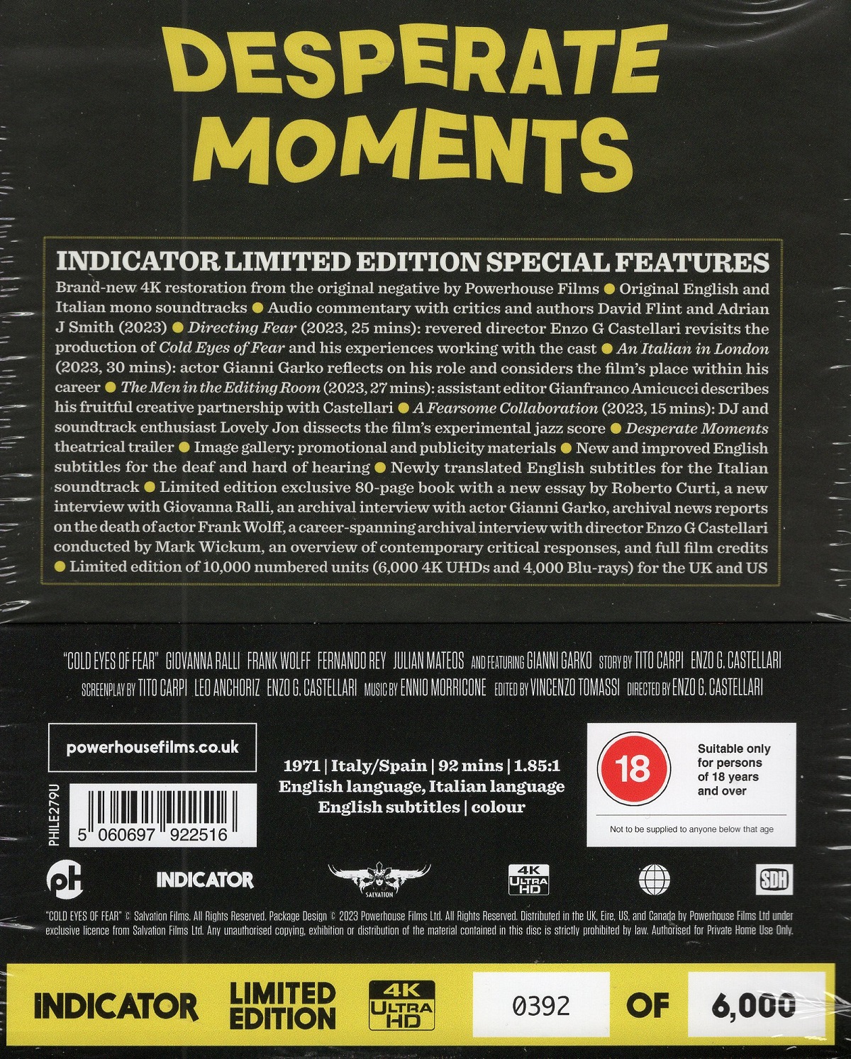 Cold Eyes of Fear (Limited Edition) (ej svensk text) (4K Ultra HD) - 2