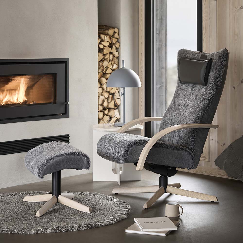 Delta Motion Wood Armchair incl. Footstool - Sheepskin - Package price - Brunstad - 4