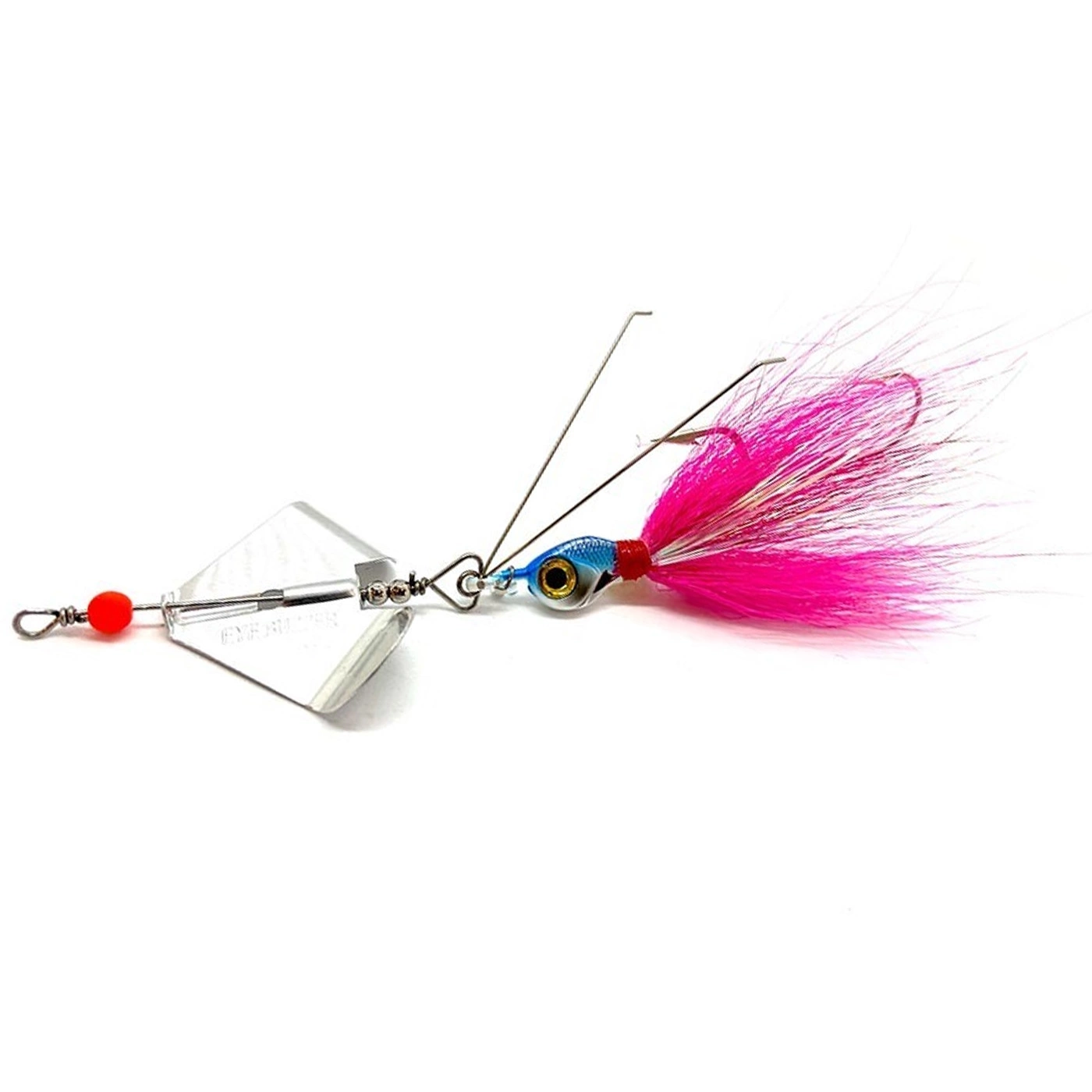 armada eyebuzzer is a surface bait for pike of 21g. The propeller spins on the surface and splashes away grass. pink blue