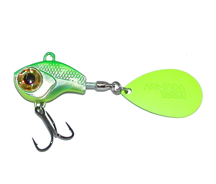 armada eyecatcher 12g är en spinnertail som kastar långt och fiskar bra på abborre, regnbåge och öring. chartreuse 2