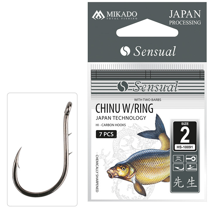 Strong hook with barbs on the shank. Ideal for bottom fishing and fishing for carp, bream and other specimens.