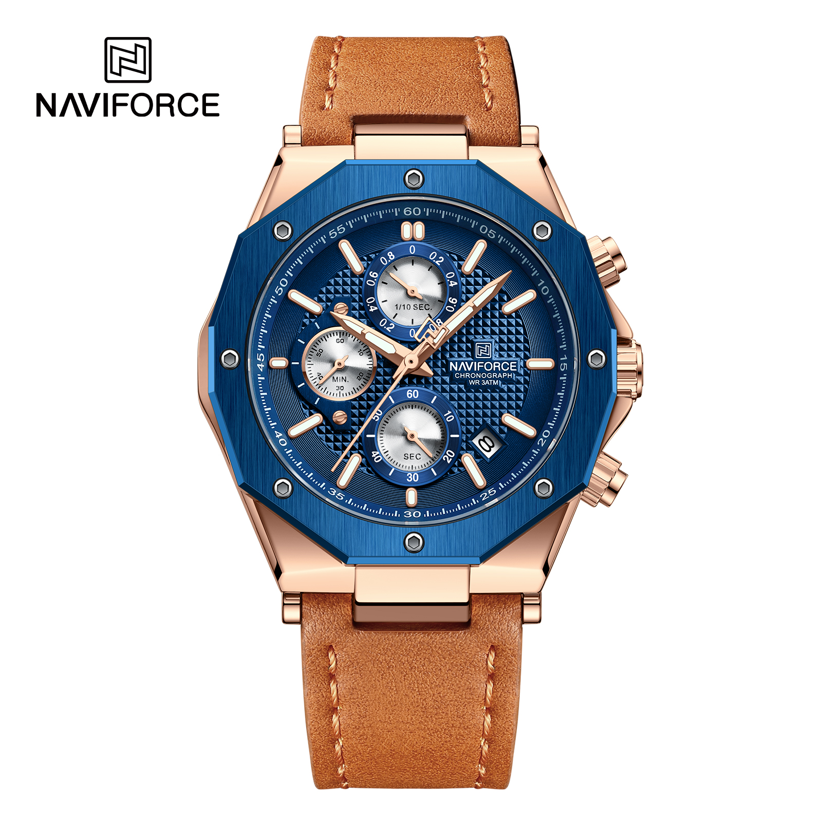 Naviforce Dark Triad Chrono Rose Gold Blue