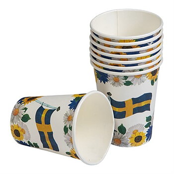 Pappersmuggar Svenska flaggan 8-pack
