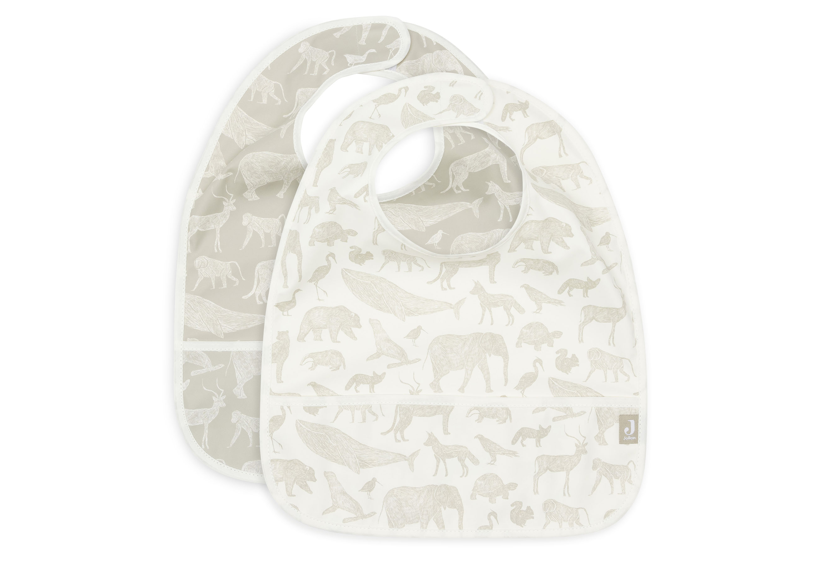 Jollein Haklapp Vattentät Animals Olive green (2pack)