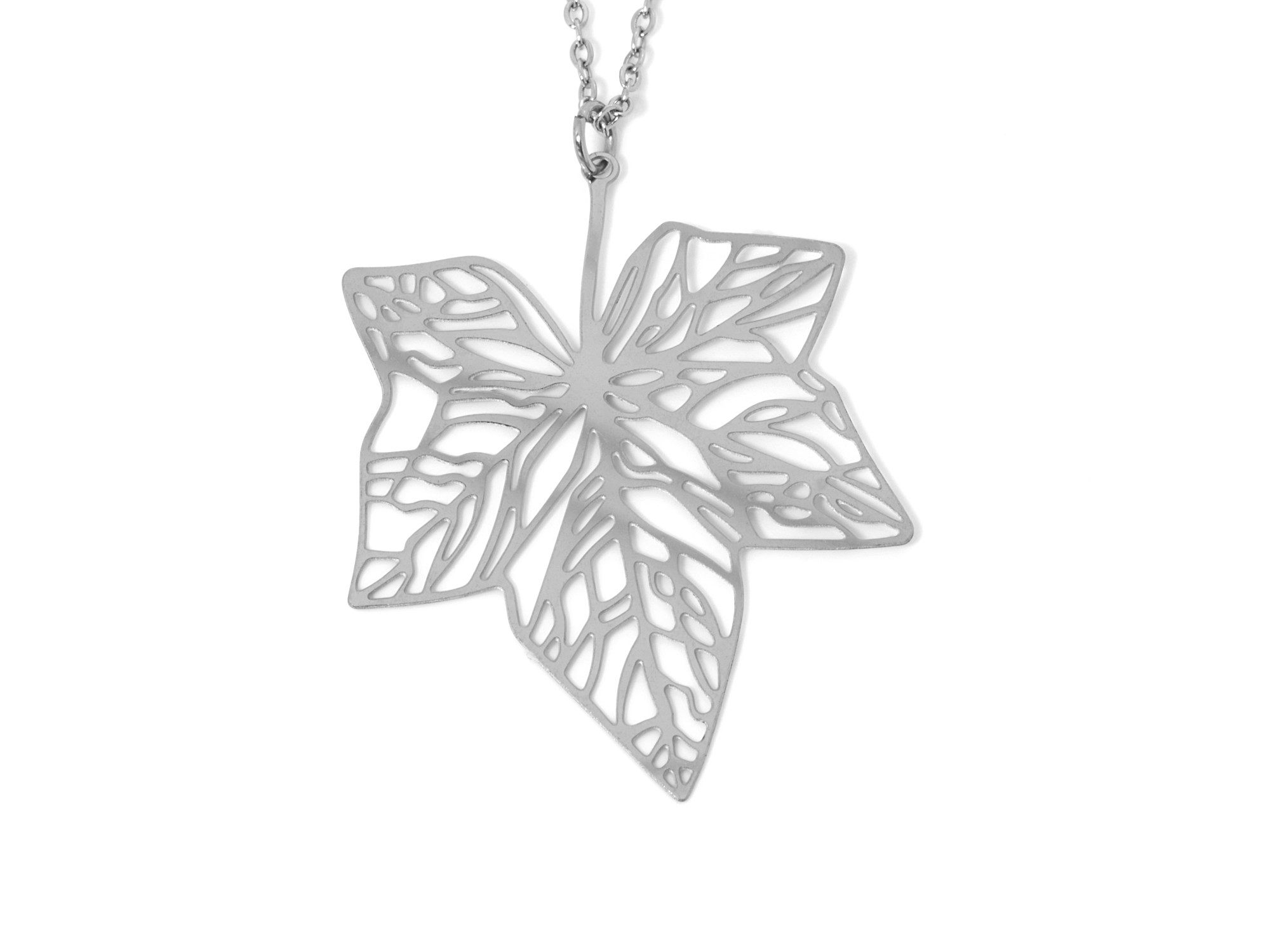 Murgröna Halsband i Rostfritt Stål, Hedera Helix Hänge, Natur Smycke - 2