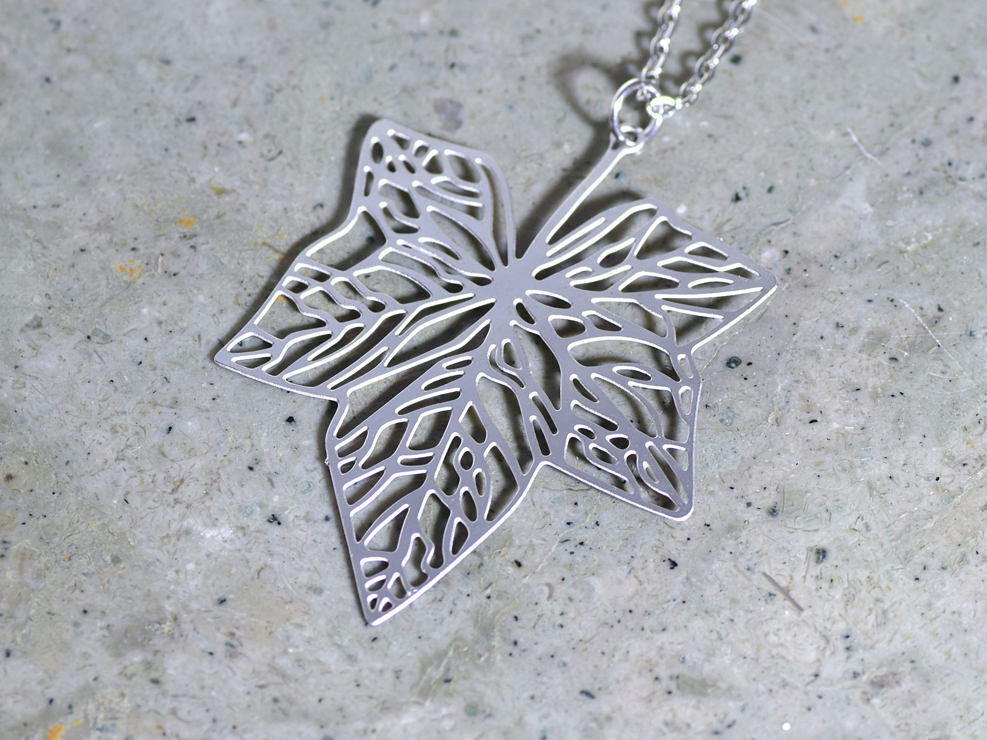 Murgröna Halsband i Rostfritt Stål, Hedera Helix Hänge, Natur Smycke - 3