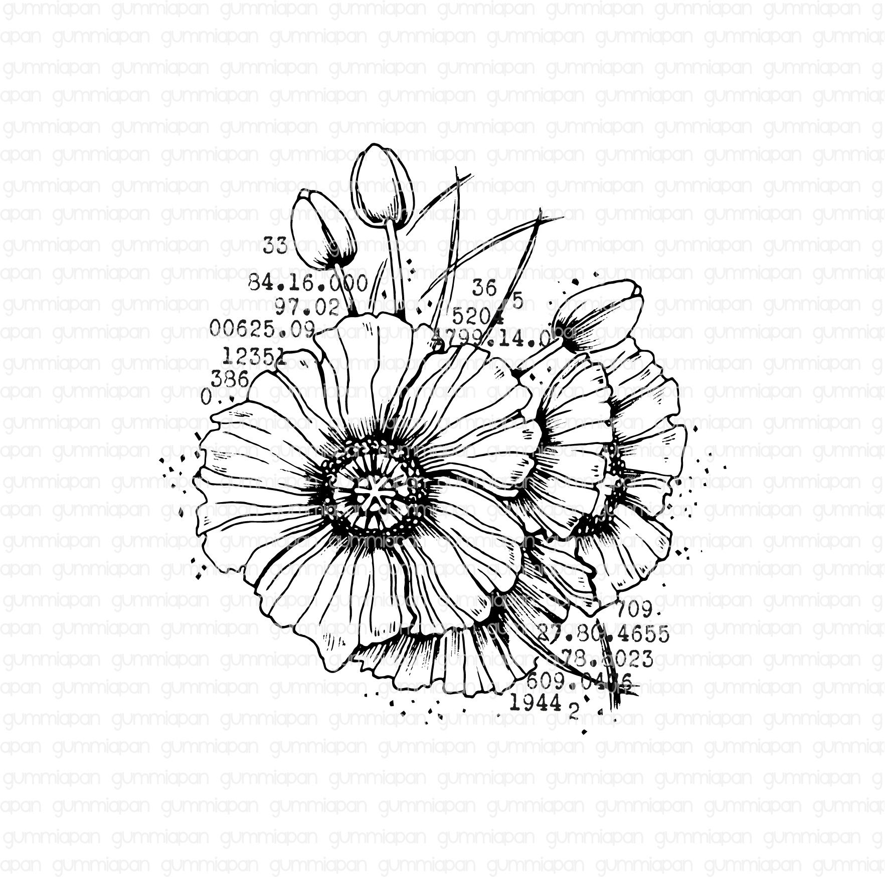 Gummiapan stämpel - Anemonkollage