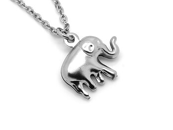 Elefant Halsband i Rostfritt Stål, Afrikanskt Hänge, Afrika Accessoar, Djur Smycke