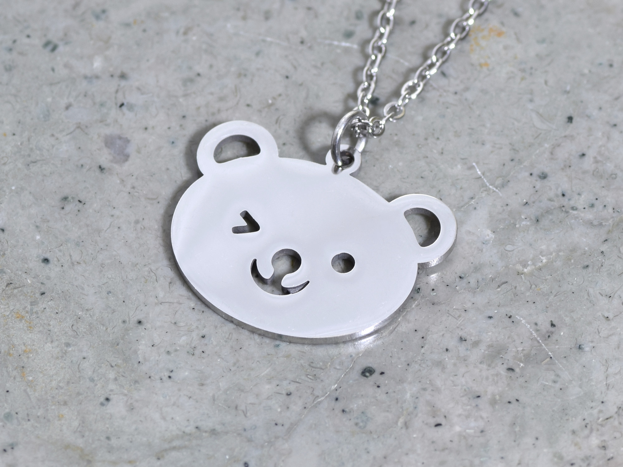 Björn Halsband i Rostfritt Stål, Nallebjörn Hänge, Teddybjörn Accessoar, Nalle Smycke - 3