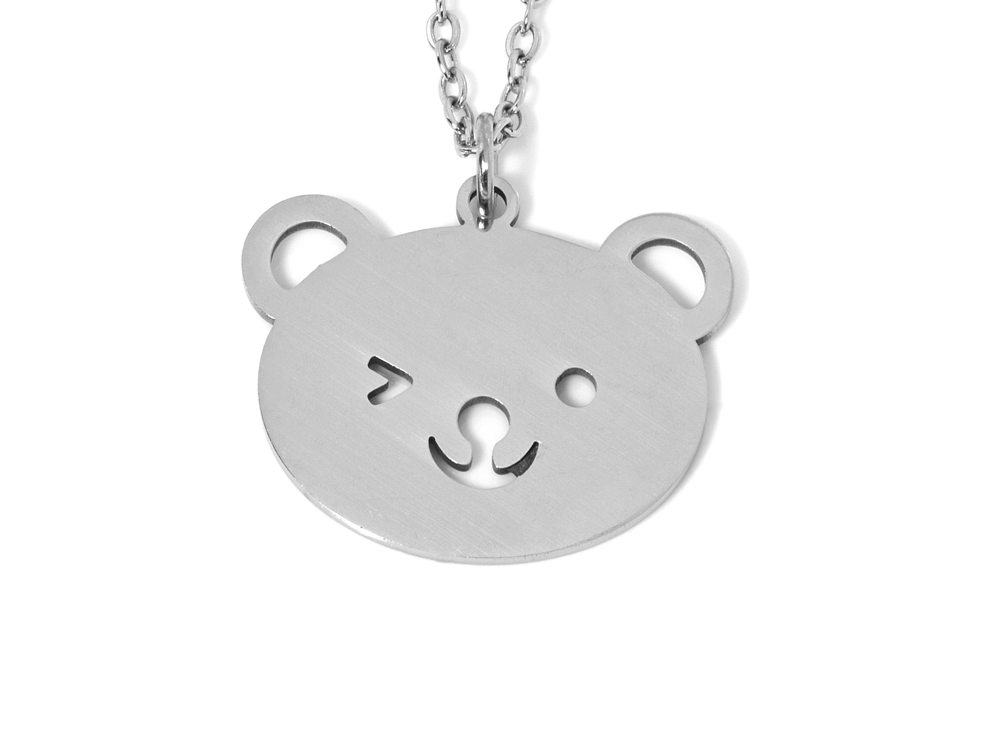 Björn Halsband i Rostfritt Stål, Nallebjörn Hänge, Teddybjörn Accessoar, Nalle Smycke - 2