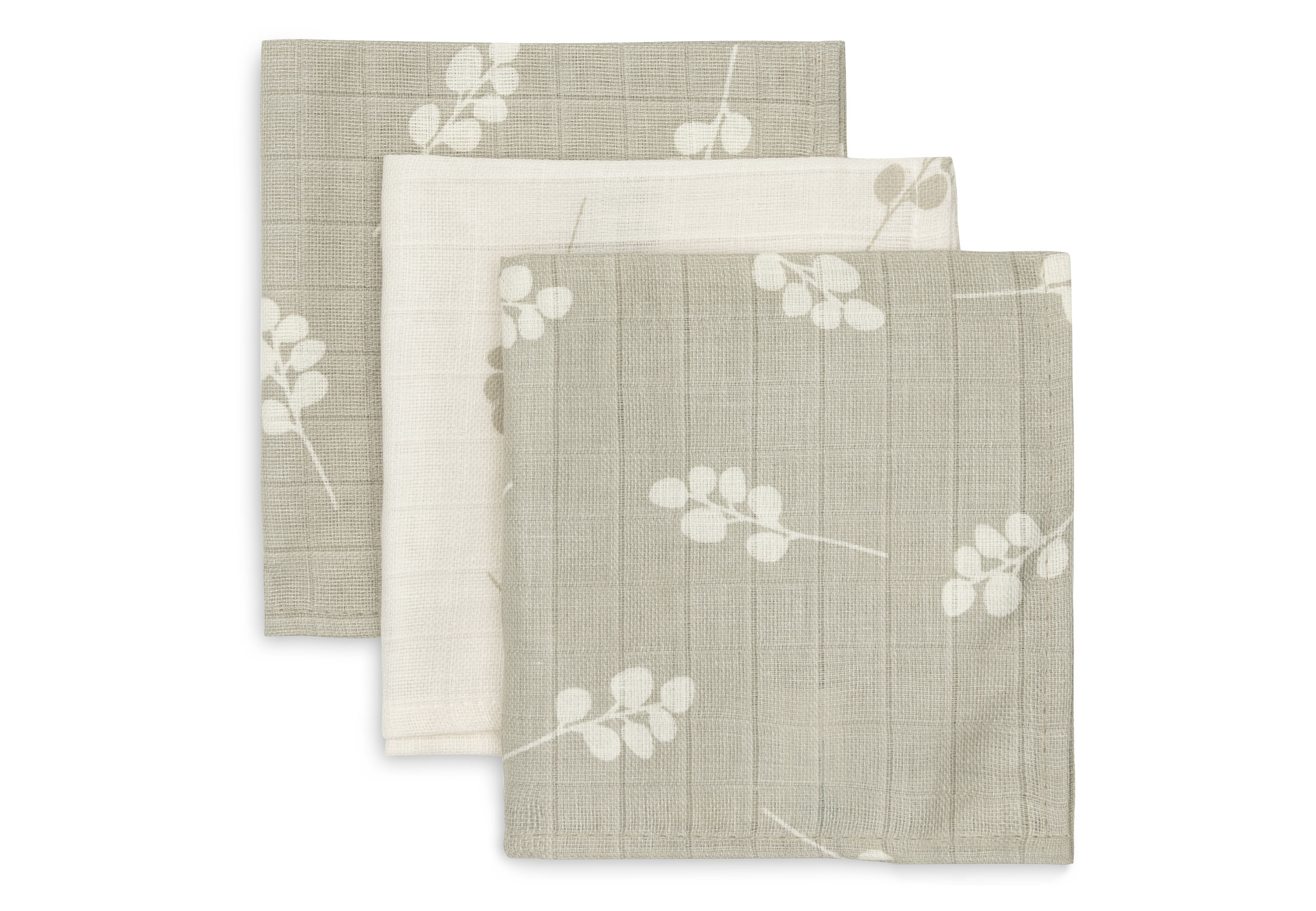 Jollein Muslin tvättlapp 31 x 31 cm Twig Olive Green (3-pack)